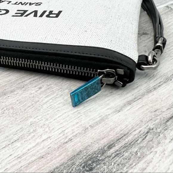 Saint Laurent Natural Linen Canvas Large Wristlet Pouch - Picture 6 of 11